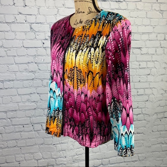 Investment Bright Feather Print Paillettes Jacket - Picture 3 of 5